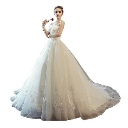 Trailing Dress Mori Style High Waist Wedding Dresses