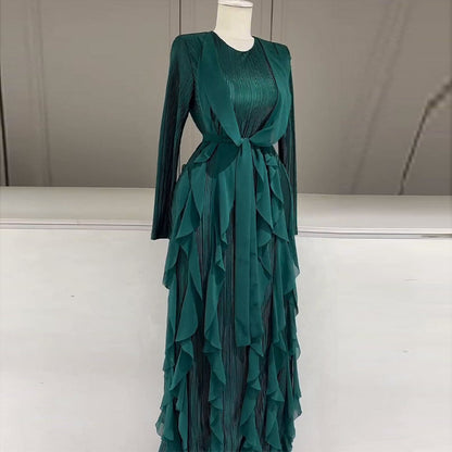 Women's Design Ruffled Pleated Dress Elegant Fashion Dresses