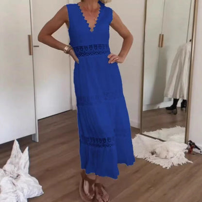 Lace Temperament Commute Solid Color Midi Dresses