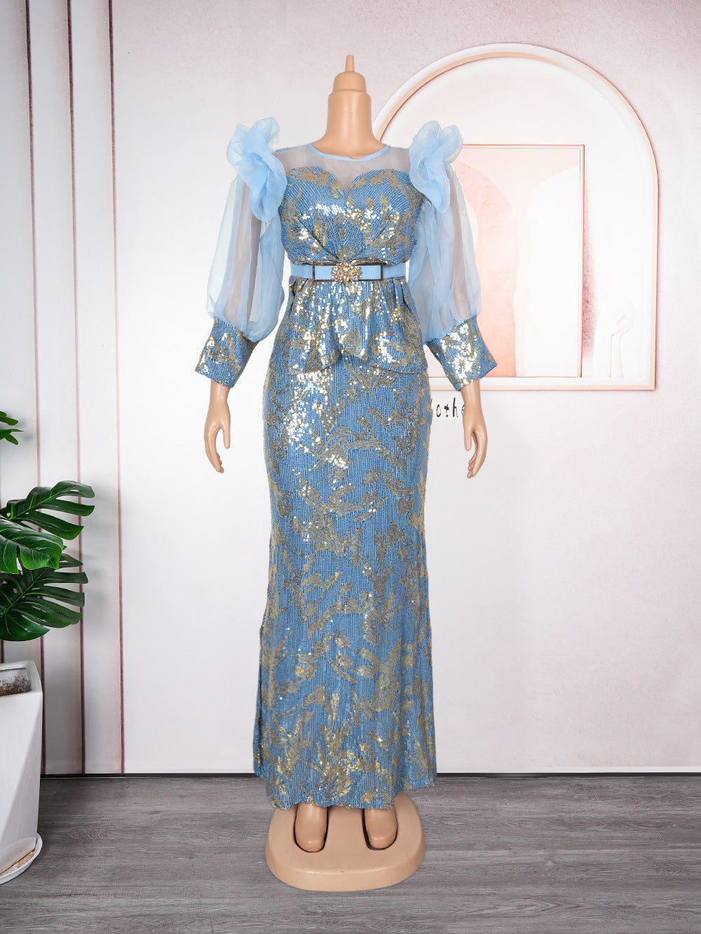 Women's African Wear Dress Fashionable Sequins Christmas Dresses