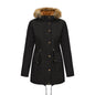 Women's Fleece-lined Parka Hooded With Fur Collar Mid-length Coats