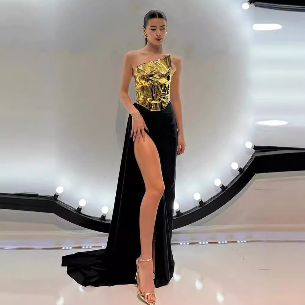 Mop Black Dress Two-piece Set Sexy Lacing Suits