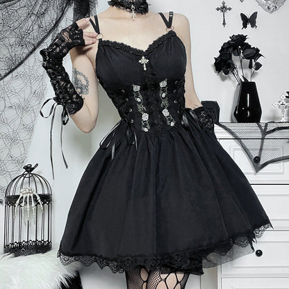 Women's Dark Night Rose Sexy Slip Dress Fashion Slim Fit Dresses