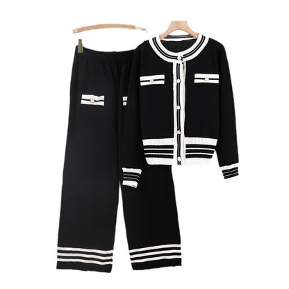 Women's Western Style Knit Two-piece Wide Leg Suits