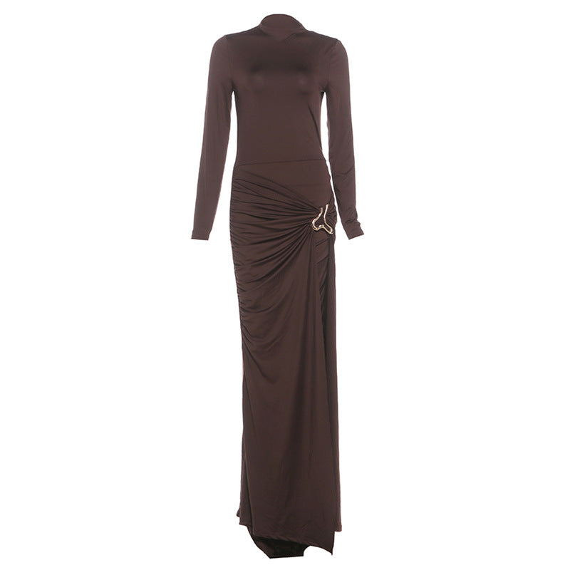 Women's Color Fashion Slim Fit Round Neck Dresses
