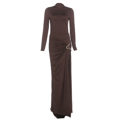 Women's Color Fashion Slim Fit Round Neck Dresses