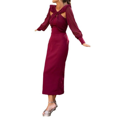 Women's Elegant Chiffon Sleeves Mid-length Dress Dresses