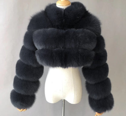 Women's Imitation Fur Fashionable Stand Collar Long Coats