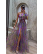 Women's Shoulder Long Sleeve Floral Yarn Dress Dresses