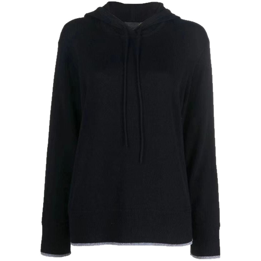 Women's Special Contrast Color Hooded Loose Cashmere Clothing