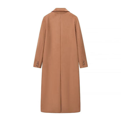 Women's Collar Long Sleeve Double Breasted Faux Coats