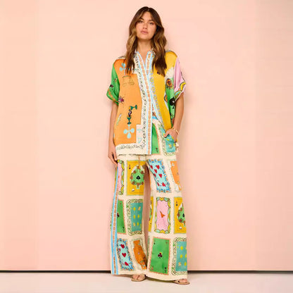 Personalized Printed Sleeve Color Matching Vacation Suits