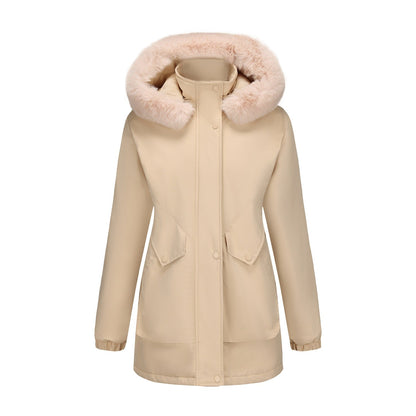 Women's Parka Fleece-lined Korean Style Big Fur Coats
