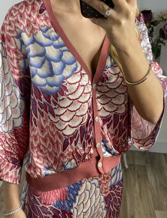 Elegant Home Satin Printed Sleeve Wrapped Suits