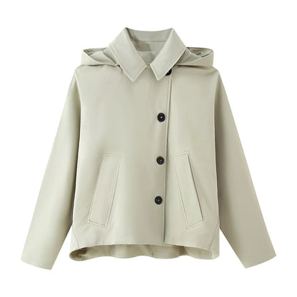 Women's Fashion Casual Style Hooded Trench Coats