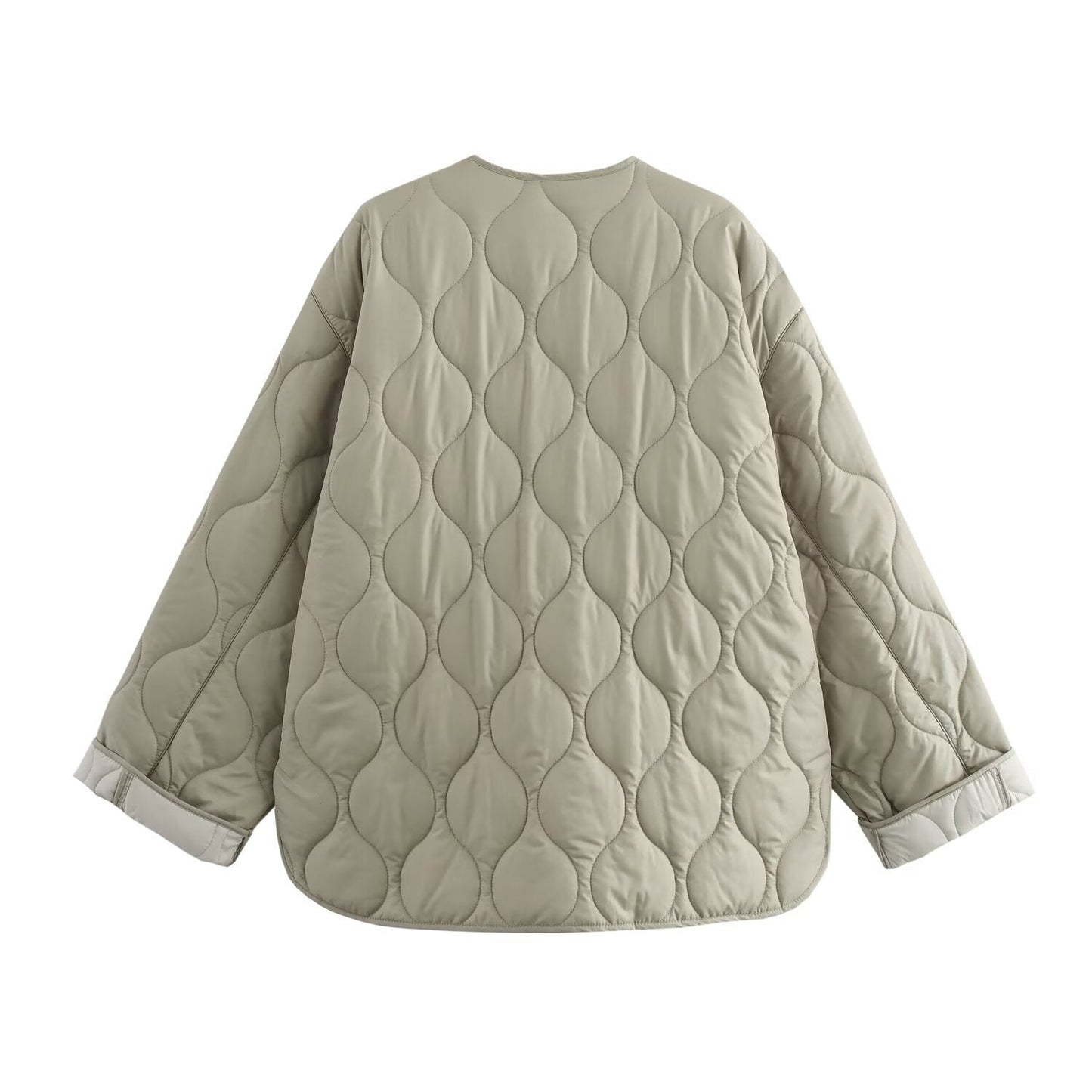 Women's Round Neck Diamond Plaid Embossed Loose Coats