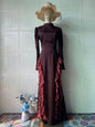 Spring Satin Court Chiffon Stitching Dress Dresses