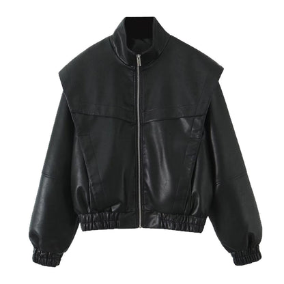 Women's Autumn Retro Large Turn-over Shoulder Design Jackets