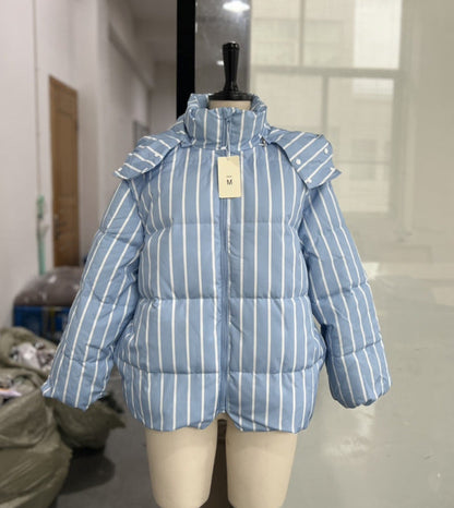 Elegant Striped Long-sleeved Shirt Mid-length Dress Coats