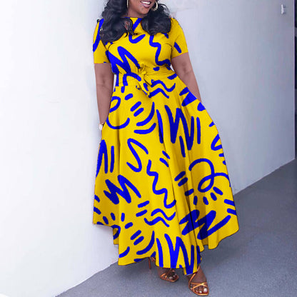 Women's Fashion Elegant Tied African Print Sleeve Dresses