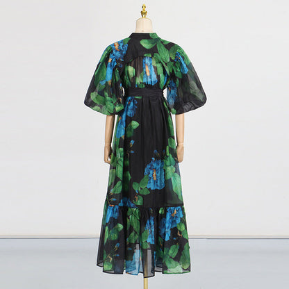 Women's Long Summer Fashion Puff Sleeve Vintage Dresses