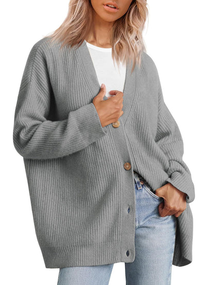 Women's Online Simple Knitted Button Solid Color Sweaters