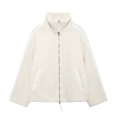 Women's Color Idle Style Lamb Wool Turtleneck Coats