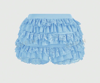 Beach Hot Ruffled Wave Solid Color Shorts