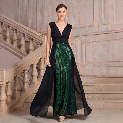 Women's Label Dress Sequined Sleeveless Banquet Party Dresses