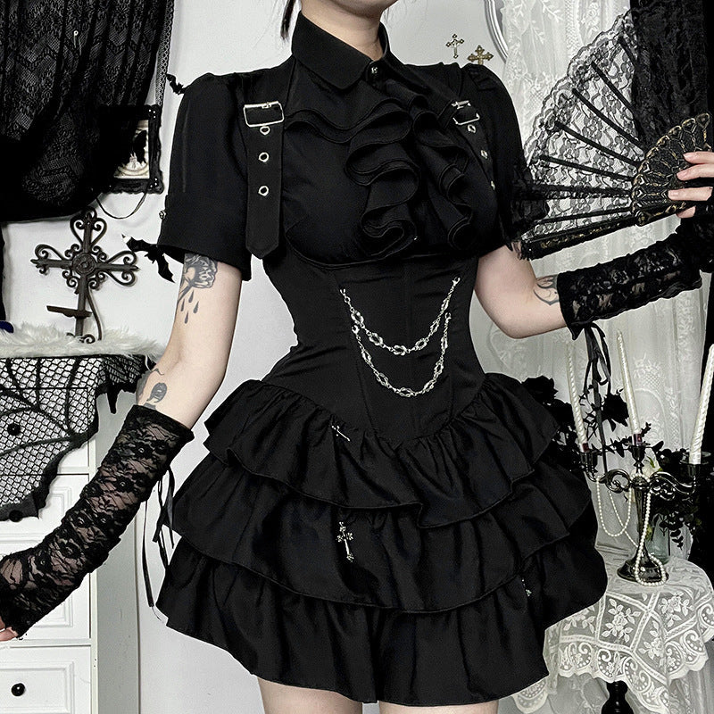 Women's Dark Goth Culture Slim Fit Shirt Outfit Suits