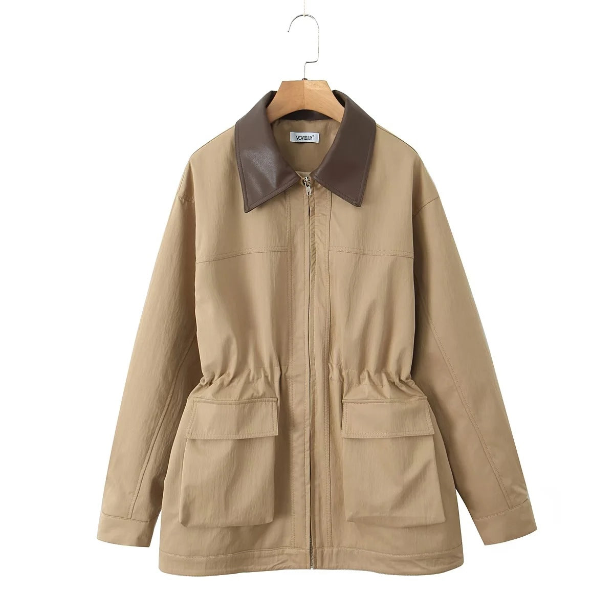 Women's Loose Waist Overalls Trench Mid-length Mechanical Coats