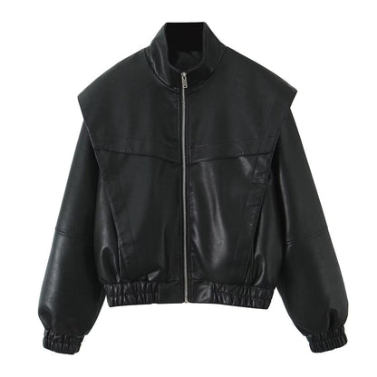 Women's Autumn Retro Large Turn-over Shoulder Design Jackets