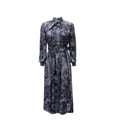 Long Sleeve High Waist Print Banquet Dresses