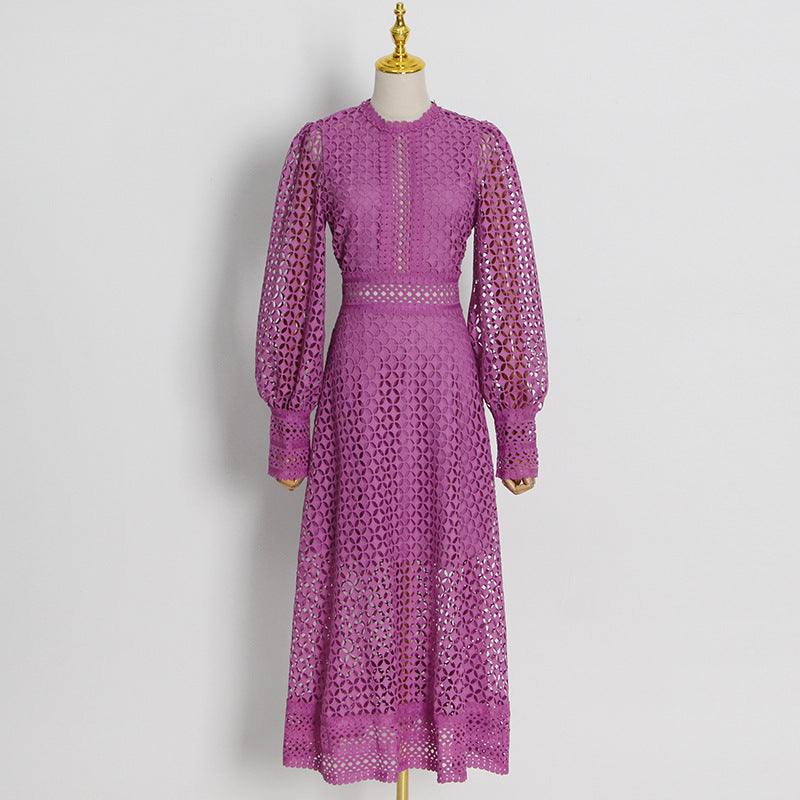 Women's Embroidered Dress Summer Round Neck Lantern Dresses
