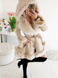 Women's Pure Color Belt Classic Style Fur Coats