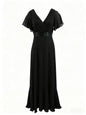 Women's Style Retro Bell Sleeve Waist Dress Chiffon Large For Dresses