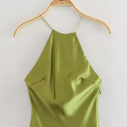 Women's Summer Hot Strap Dress Silk Satin Dresses