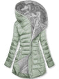 Women's Plush Hooded Mid-length Oblique Zipper Coats