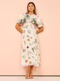 Printing Fashion Puff Sleeve Slim Fit Dresses