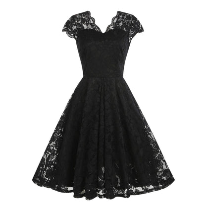 Women's Lace Sleeveless Dress Hepburn Vintage Dresses