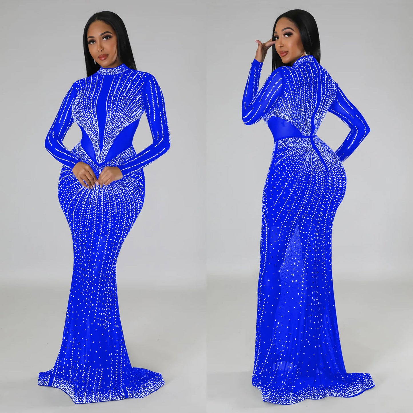 Women's Wear Pure Color Mesh Hot Drilling Dresses