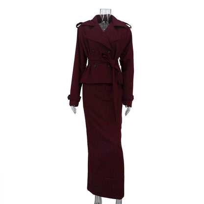 Women's Fashion Autumn Lapel Long Sleeve Trench Suits
