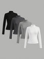 Women's Solid Color Casual Set Turtleneck Long Blouses