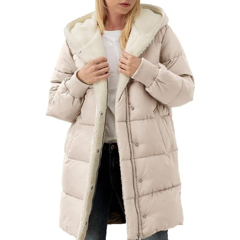 Hooded Cotton Long Sleeve Double-sided Veet Slim Coats