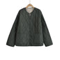 Women's Loose Cotton Quilted Fashion Zipper Thin Coats