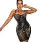 Women's Summer Fashion Nightclub Sexy Mesh Rhinestone Tassel Dresses
