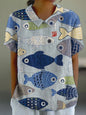 Fashion Summer Style Sleeve Printed Pullover Blouses