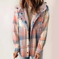 Women's Casual Plaid Hooded Woolen Fleece-lined Warm Coats