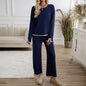Women's Temperament Leisure Solid Color Knitted Long-sleeved Suits