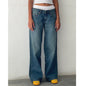 Women's Retro Low Waist Washed Straight Autumn Street Wide Leg Jeans